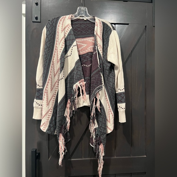 Jolt Sweaters - Jolt Pink and Gray Patterned Cardigan